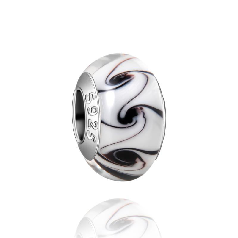 Murano Glass Series Copper Metal Multicolored Rose & Petal Graphics Charm Bead Component Compatible With Bracelet High Quality Fine Jewelry Women