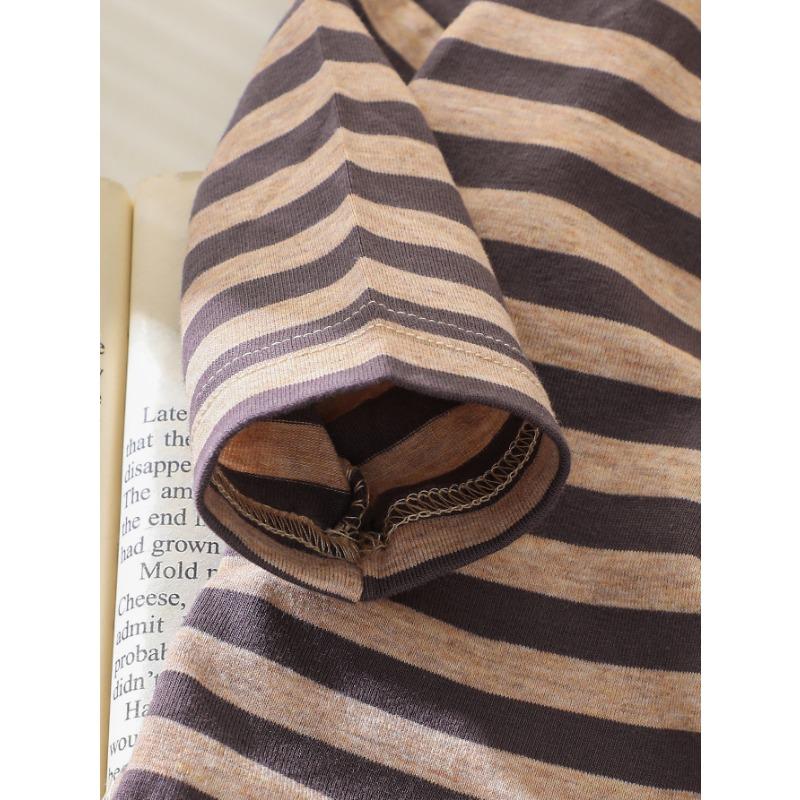 Kids Long Sleeve Striped Round Neck Casual T Shirt
