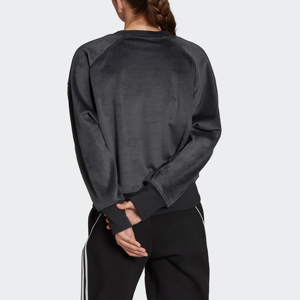 adidas Corduroy Textured Sports Pullover Sweater Women Tops Black H31102