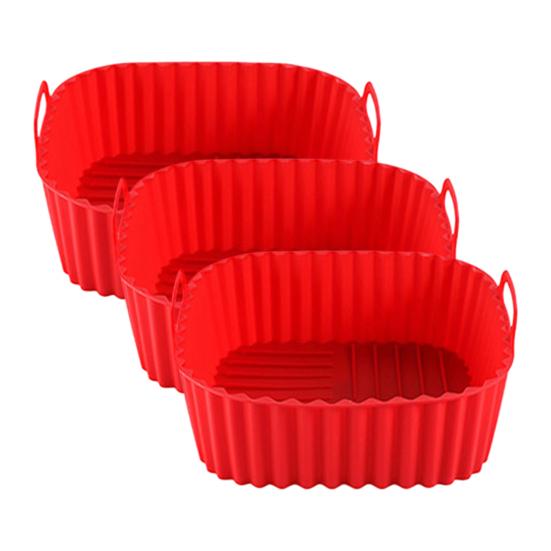 Silicone Air Fryer Basket Non-Stick BPA-Free Baking Pan with Handles Dishwasher Oven Safe Even Heat Distribution Air Fryer Accessory