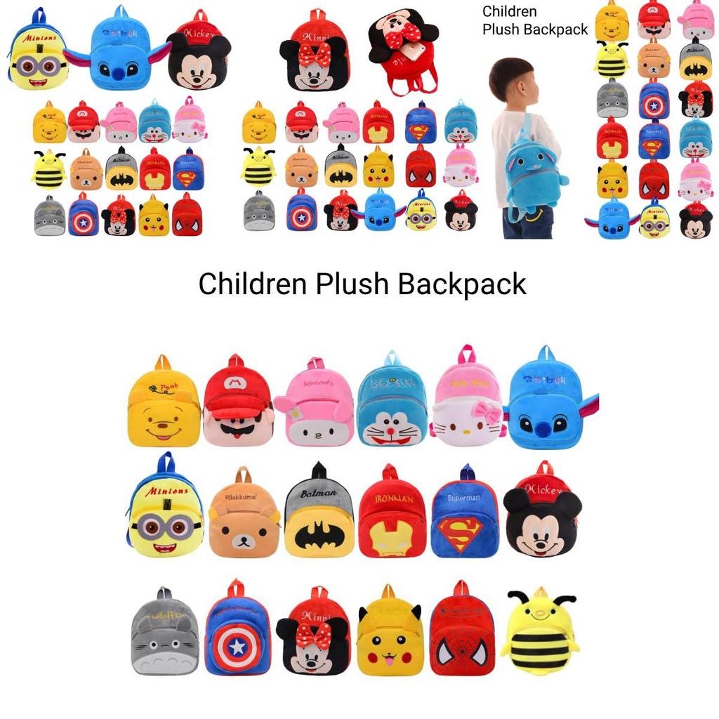 Lovely Baby Kids Plush Book Bag Double Shoulder Backpack Kindergarten Early Education Cartoon Anime Theft Prevention Shock Resistance 20*25cm