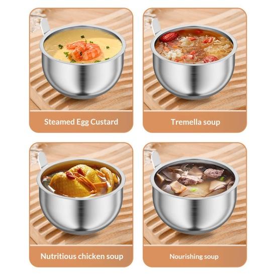 Stainless Steel Steamer Pot 4-Person Capacity Stew Pot for Porridge Soup Induction Cooktop Compatible Heat-Resistant Hard Boiled Egg Cooker for