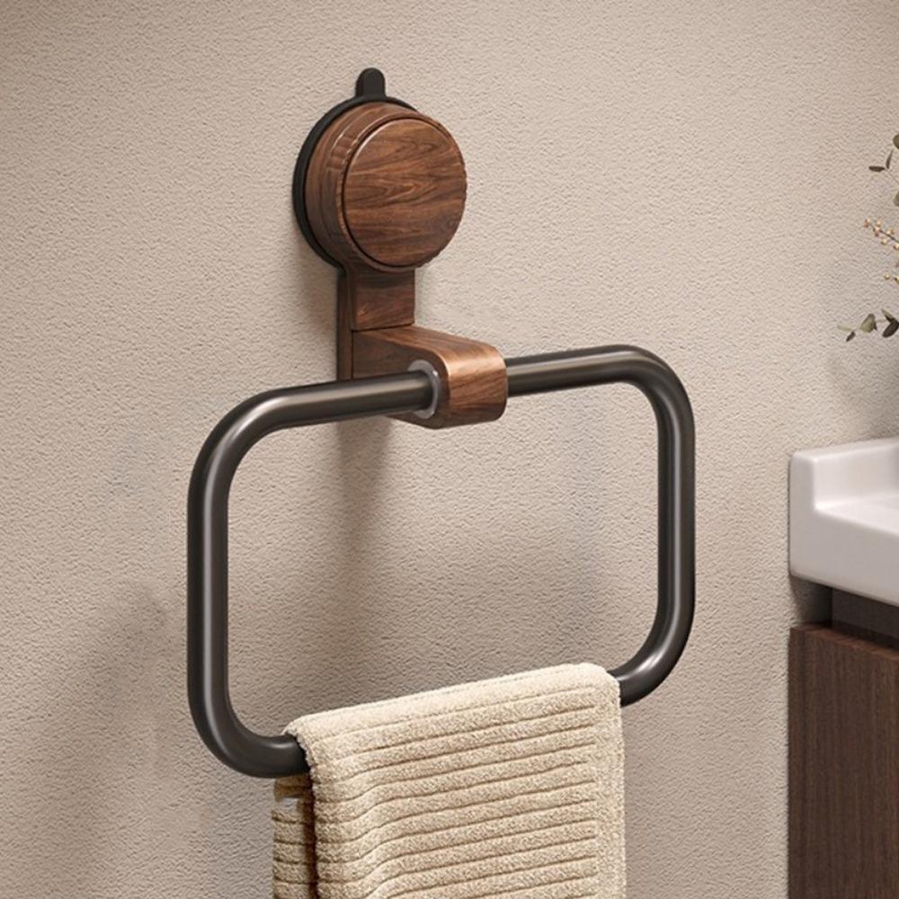 No Drilling Walnut Wood Towel Holder Medieval Style Towel Hanging Rack Sink Area