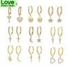 Fashion Cubic Zircon Women Earrings Punk Geometric Star Moon Drop Dangle Earrings For Women Party Jewelry Gift