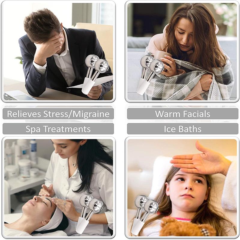 2pcs Beauty Facial Ice Globes Face Roller Massager Cooling Skin Care Body Neck Face Eyes Skin Lift Reduced Puffiness Household