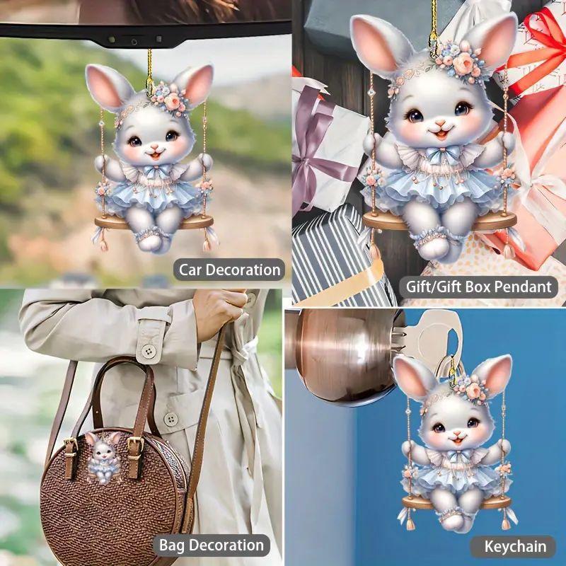1 pièce Nouveau pendent de lapin mignon pour les fêtes, pendent de décoration de voiture, pendent de Pâques, convient pour la décoration de Pâques et de fête, pendent de sac