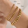 Mariasz Minimalist Trendy Cuban Chain Bracelet Classic Stainless Steel 3/5/7mm Width Chains Bracelets For Men Women Jewelry Gift