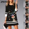 JPNTKY Fashion Summer Spring 3/4 Sleeves O-Neck  Casual Dresses