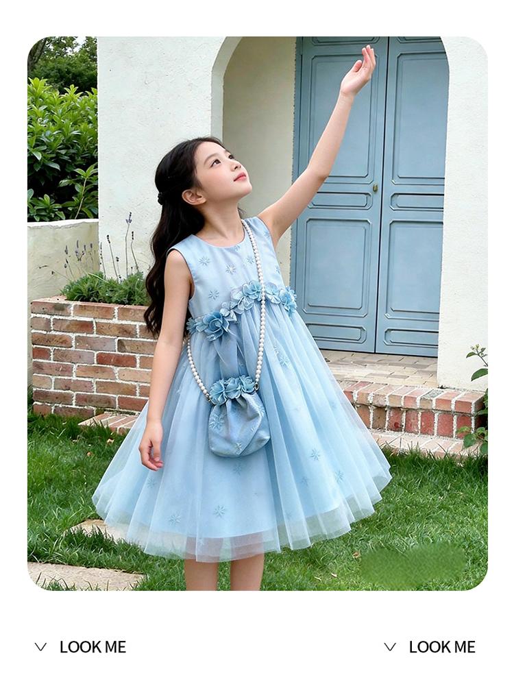 Girls' Dress Summer 2026 New Style Children's Elegant Mesh Skirt Summer Dress Girls' Birthday Princess Dress Trendy