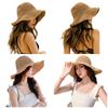 Summer Straw Sun Hat for Woman Foldable Natural Straw Bucket Hat Outdoor Hollw Breathable Fisherman Cap Travel Beach