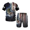 Heren Zomer Vissen Kamperen Set T-shirt + Shorts 2-delige set Buitensportkleding Trainingspakken Oversized Korte Mouw Kledingpak