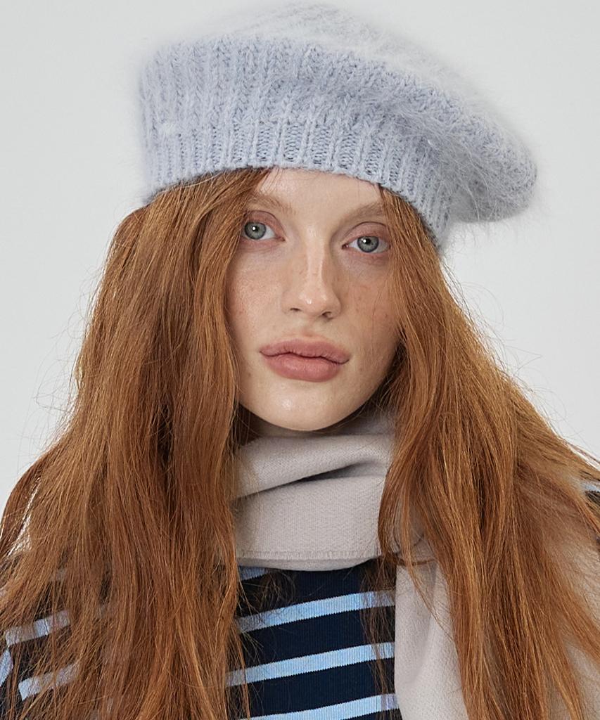 THE-ABON Basic Angora Beret Dark Beige