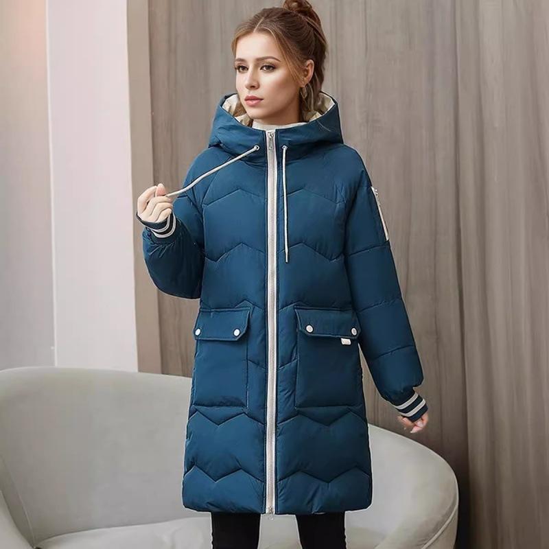 Women's Coat Fashion Hooded Down Jacket Thickened Long Women's Zipper Outerwear Winter Warm Coat