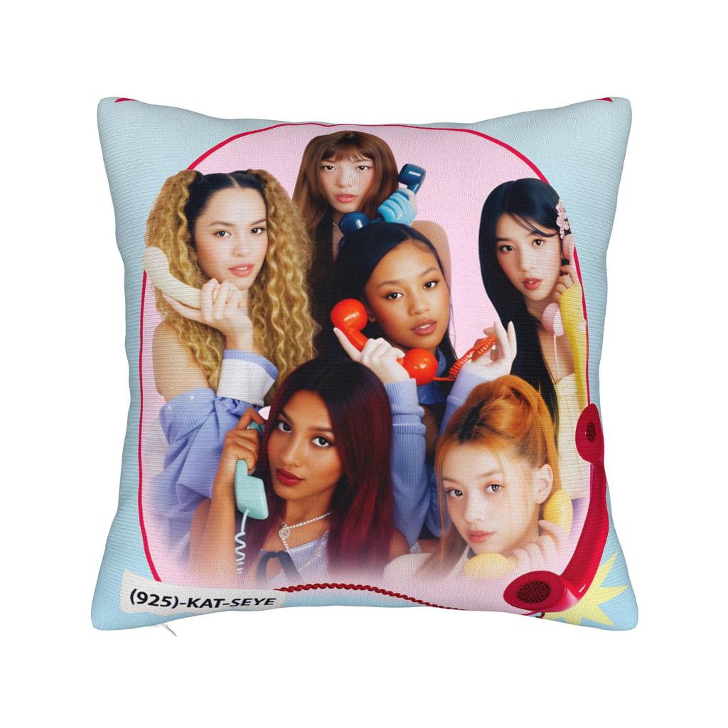 Katseye Kpop Style Music Pillow Cover Cute Funny Pillow Case For Living Room Sofa Soft Pillowcases Gift