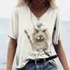 2024 Women's T Shirt Manga Cat 3D Print Harajuku Summer Short Sleeve Top Casual Women's Clothing  V-Neck Tees Shirt for women