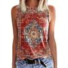 Módne Nové Dámske Športové Tielka Bez Rukávov Voľné Ležérne Tank Topy Vintage 3D Geometricky Potlačené Bez Rukávov S Okrúhlym Výstrihom Tričká