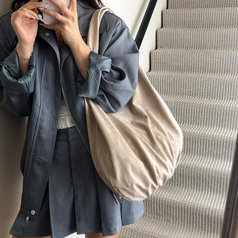 New Suede Tote Bag Women's Retro Matte Shoulder Bag High-end Large-capacity Commuting Versatile Shopper Handbags KTB