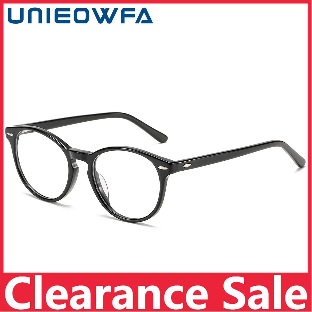 UNIEOWFA Acetate Round Optical Glasses for Men Frame Retro Prescription Eyeglasses Frame Male High Myopia Eyewear Frame Brand