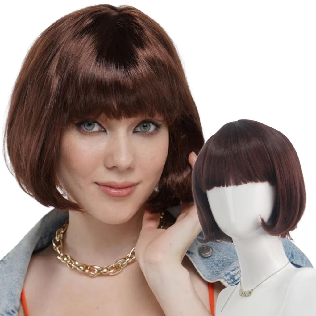 Einzigartige Mode mit mehreren synthetischen kurzen geraden Bob-Perücken mit Pony für Damen und Mädchen Cosplay Kostüm Party Geschenke