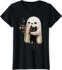 Ghost Cat Spooky Black Cat Funny Halloween Coffee Lover Ladies' Crewneck T-Shirt