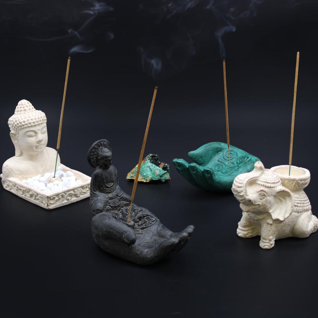 Incense Burner Buddha and Hand Black