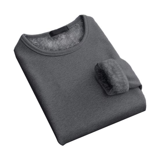 Men Fleece Lined Pullover Crew Neck Base Layer Shirt Warm Thickened Long Sleeve Tee