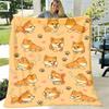 Corgi Puppy Print Flannel Blanket | All-Season Cozy Throw with Cute Corgi Dog Pattern, 280gsm Heavyweight Polyester, Soft Warm Bedspread for Sofa, Bed