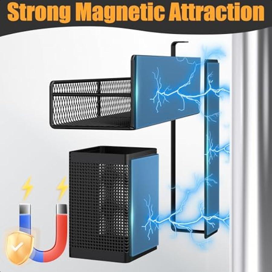 Magnetic Spice Rack for Refrigerator 6 Pack Metal Magnetic Shelf Black Moveable Spice Organizer Strong Magnetic Storage Fridge