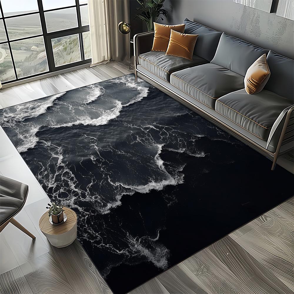 27 Stil Neuer Blau-Grüner Meerwasser Meereswelle Ozean Teppich für Wohnzimmer Schlafzimmer Zuhause Sofa Dekoration, Kinder Rutschfeste Bodenmatte