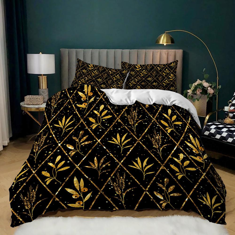 Pastoral Three-Piece Plant Printing Four-Season Kit Quilt Cover