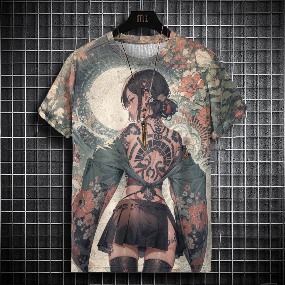 Funny 3D Anime Harajuku Men's T Shirt Fashion Beauty Pattern Short Sleeve T-Shirt Casual O-neck Loose Top Summer Unisex Clothing