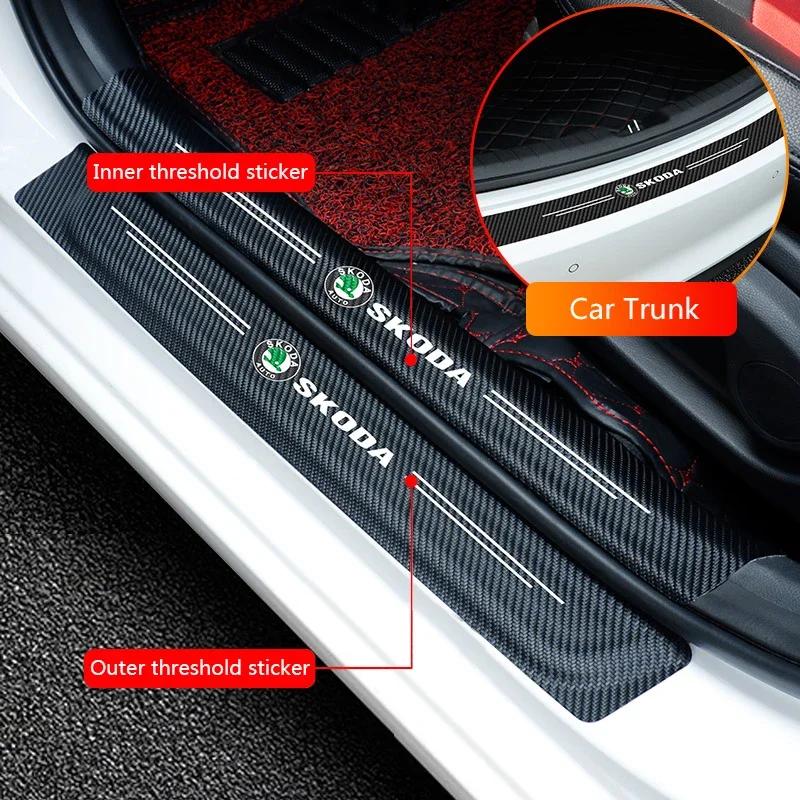 Wzvbd3 Naklejka na próg zewnętrzny drzwi samochodowych dla Skoda Octavia A7 Tour Superb Kamiq Rapid Kodiaq Fabia 2 Yeti Karoq Kodiak Pasek zderzaka