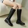 Knight Women'S Boots Belt Buckle Tall Boots Hand Ribbon Locomotive Boots Square Heel Boots 40-47 Large Size