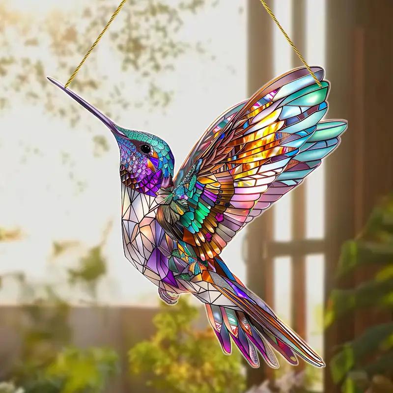 Indoor/Outdoor Spirit Birds Humming Bird Sun Catcher Multi-Coloured Hanging Decor