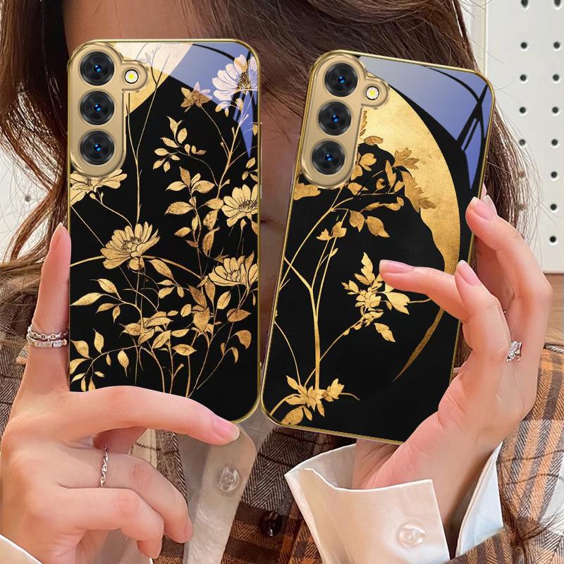 Cypressskogsmiljö För Samsung Galaxy S26 S20 FE S21 S22 S23 Plus S24 Ultra 25Ultra S21+ S9 S22 S8 Guldglas Fodral