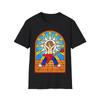 Gebrandschilderd Glas Gitarist T-shirt, Muzikanten T-shirt, Rockband Shirt, Unisex Softstyle