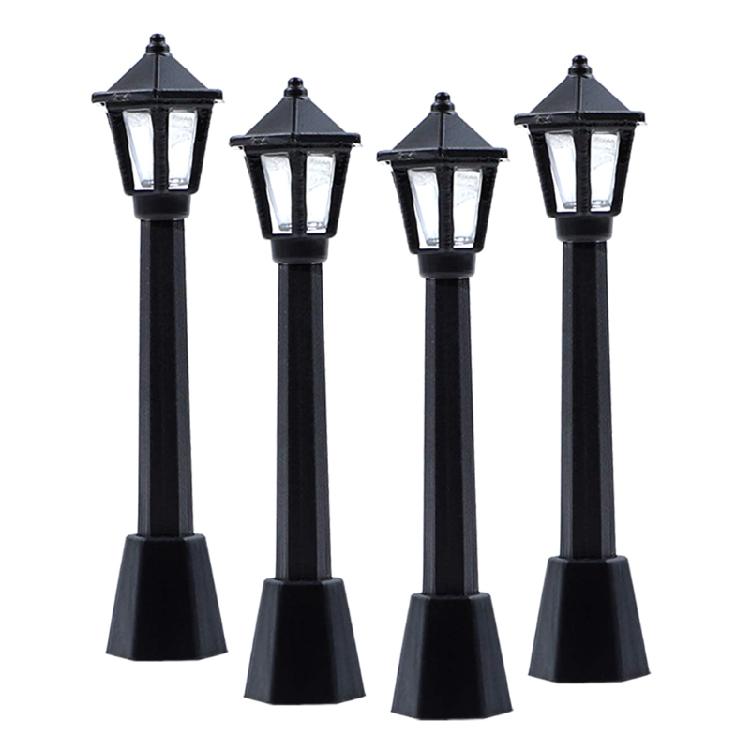 Model Railway Train Lamp 4pcs Post Lights for Doll House Fairy Garden Ornaments