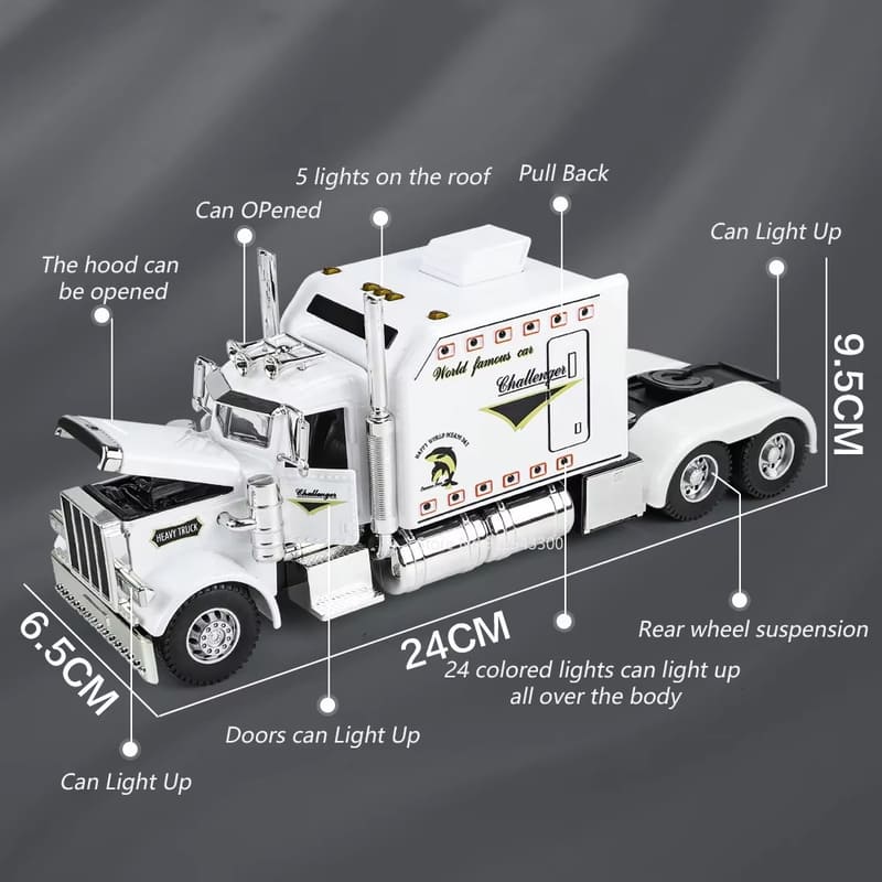 Mõõtkava 1/24 Peterbilt 389 Raske Veoauto Veopea Mängumudel Sulamist Valuheli ja Valgus Tagasitõmmatav Mudel Veoauto Poisi Mänguasi Laste Kingitus Kollektsioon