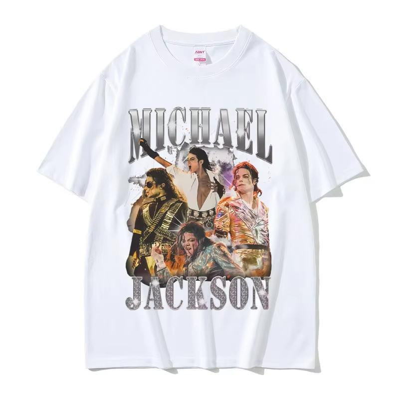 Summer Women Classic Retro Michael Jackson Printed Round Neck T-shirt Rock Punk Neutral 100% Cotton Outdoor Party Short Sleeve