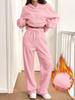 European-American 2-Piece Women's Warm Lined Hoodie & Casual Pants Autumn/Winter Sports Set