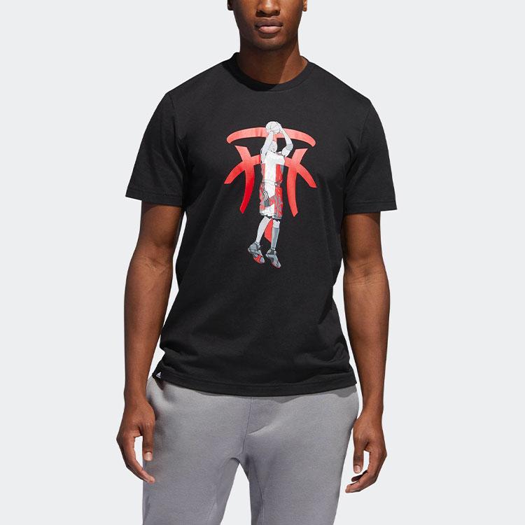 adidas McGrady Basketball Sport Rundhals Bedrucktes Kurzarm-T-Shirt Herren Tops Schwarz DU6437