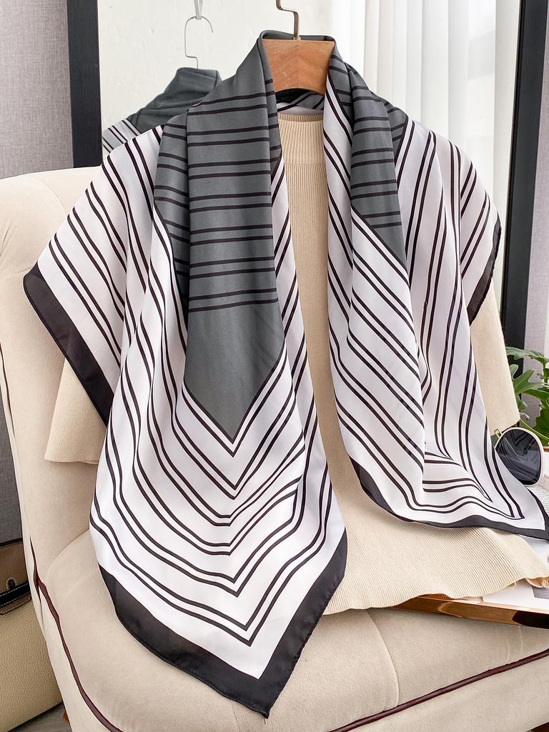 Luxury 90*90Cm Square Silk Scarf For Women Fashion Print Shawl Warps Elegant Neckerchief Bandanas Hijab Soft Stain Ladies Scarf