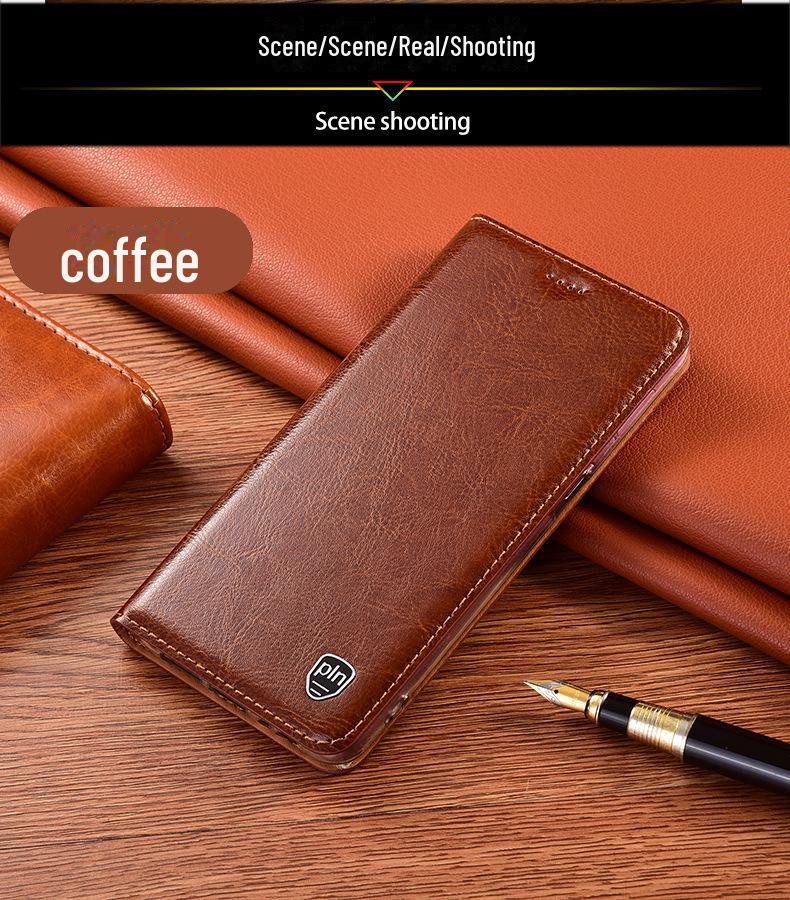 Genuine Leather Flip Case for Huawei Nova 9Z - Anti-fall Crazy Horse Design