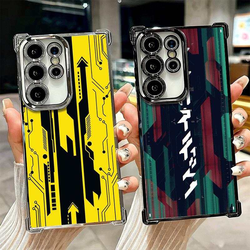 Cyberpunk Aesthetics Plating Phone Case For Samsung Galaxy S24 S25 FE S26 Edge S23 Ultra S22 S21 Plus S20 Anti-Fall Airabag Cove