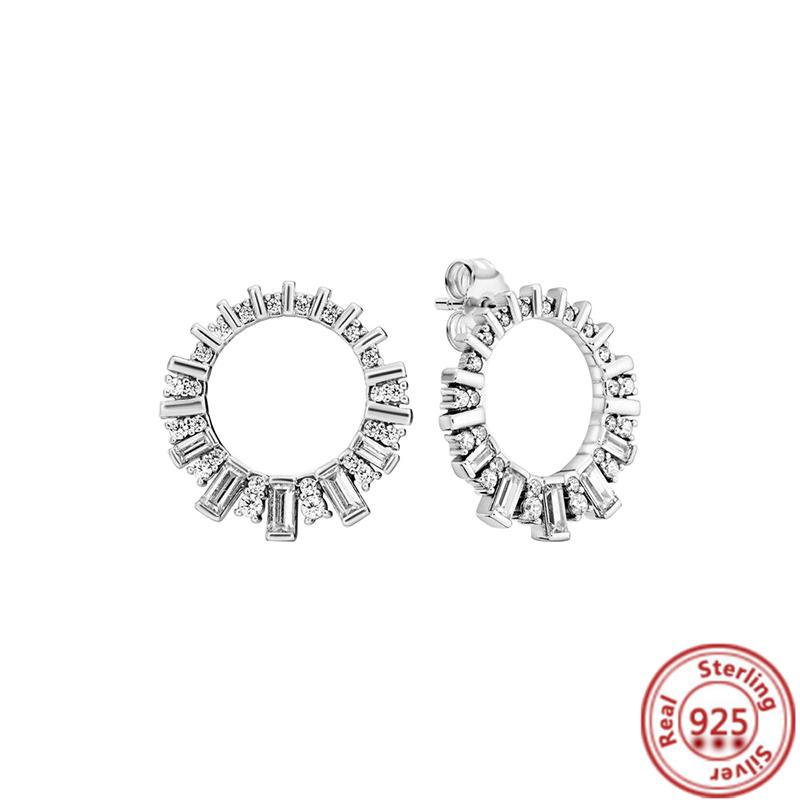 925 Sterling Silber Charm Doppel Creolen Ewige Herz Ohrringe Damen Mode Anhänger Funkelnde Pavé Ohrstecker Geschenke