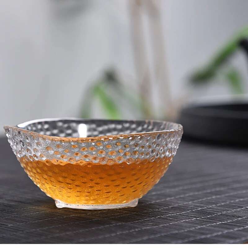 Japanese Hammer Grain Glass Tea Cup Crystal Transparent Cup Kung Fu Tea Set Home Owner Small Tea Cup Tea Bowl G