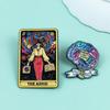 Cartoon Girl Tarot Card Brooch: ADHD-Friendly European/American Pin Badge