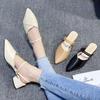 Thick Heel Cool Slippers Women's Summer 2019 New Bag Head Half Slippers Korean Version Inside and Outside Two Wear High Heels Women's Shoes