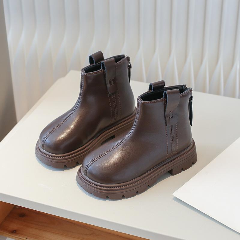 Nouvelles bottes de printemps en cuir pour enfants, bottines tendance