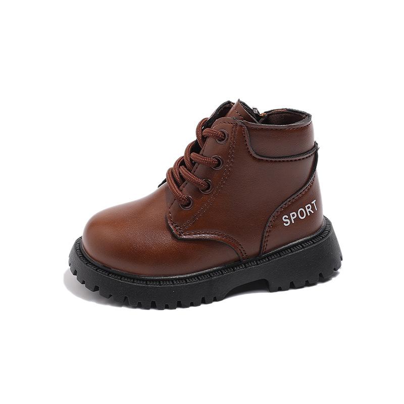 Children's Boot for Boy British Style Toddlers Black Brown Short Boots Non-slip Leather Kids Fashion Causal Girls Ankle Boots